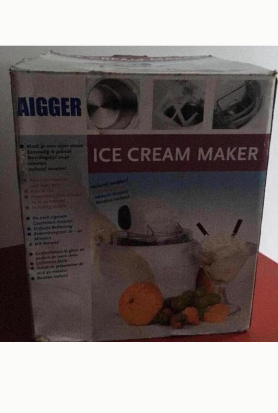 Aigger Ijsmachine - Maak zelf heerlijk biologisch ijs!, Overige typen, Ophalen of Verzenden, Zo goed als nieuw, Wit