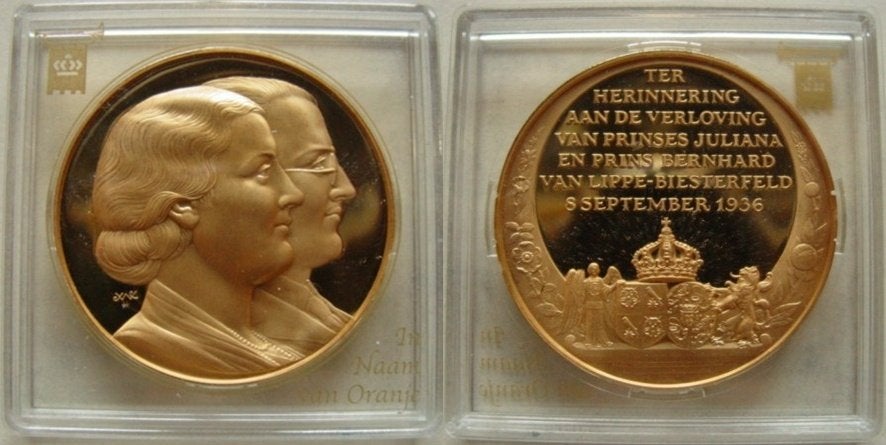 Penning verloving Juliana 1936, Verzenden, Brons, Nederland