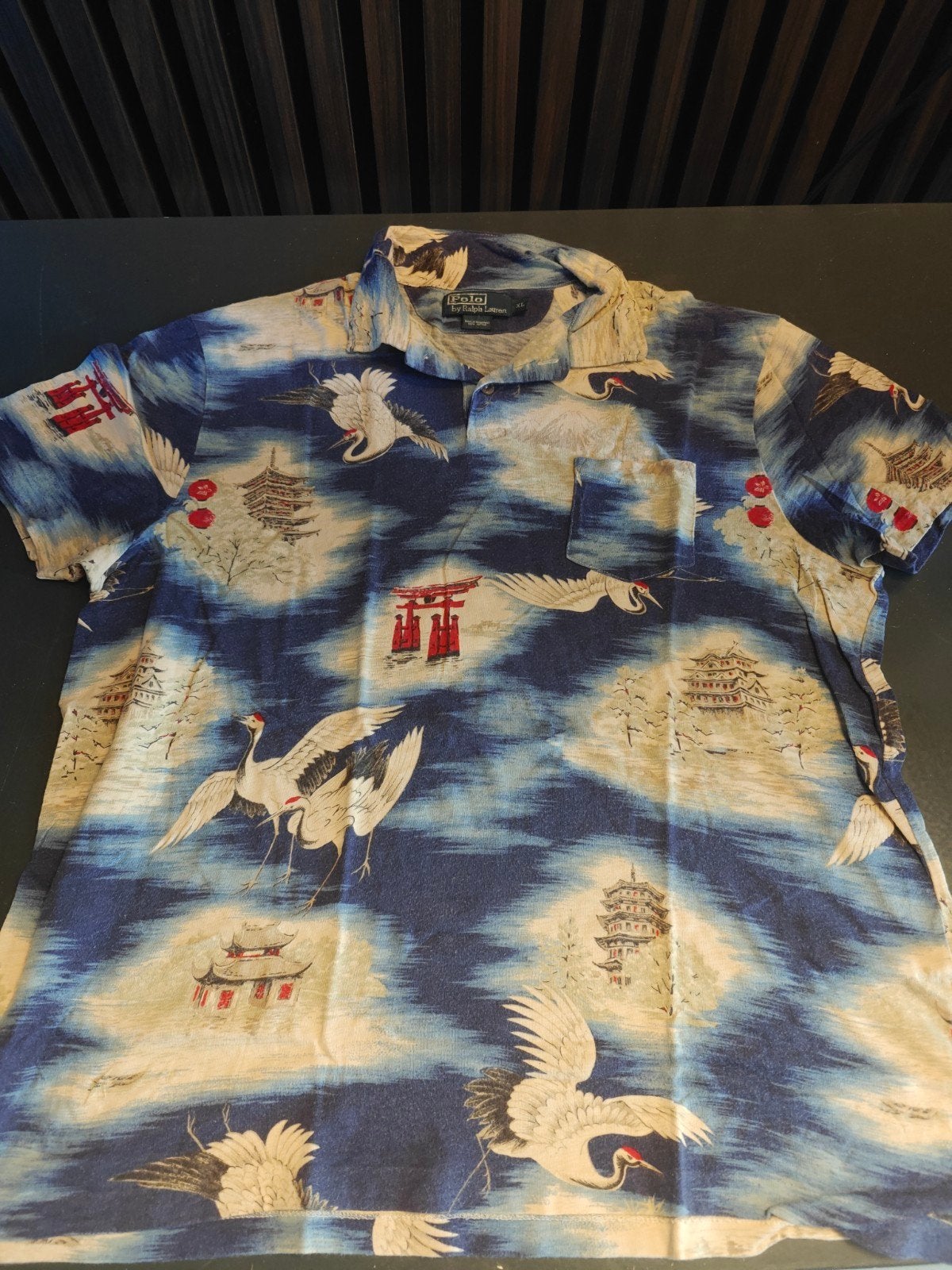 Vintage Ralph Lauren Japanse Kraanvogel Polo XL, Meerkleurig, Ralph Lauren, Maat 56/58 (XL), Ophalen of Verzenden