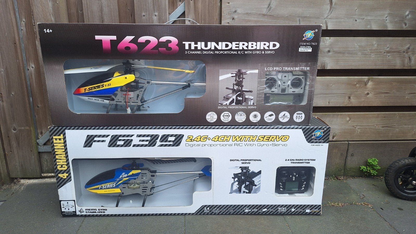 RC Helikopters T623 Thunderbird & F639 - in doos, Ophalen