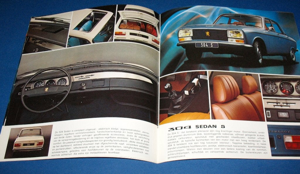 Autofolder Peugeot 304 ZGAN 1975, Ophalen of Verzenden, Zo goed als nieuw, Peugeot