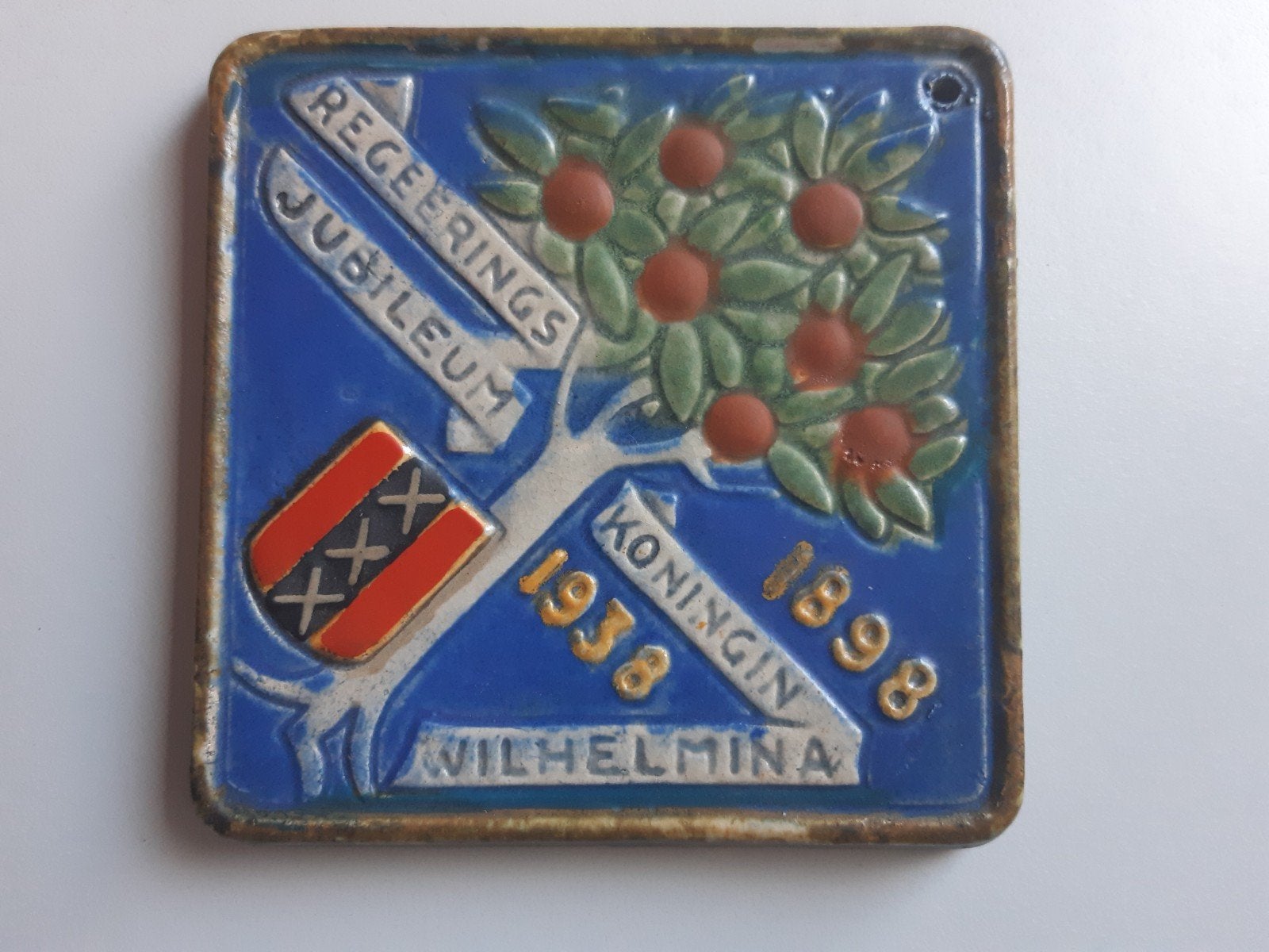 Jubileumtegel Koningin Wilhelmina 1898-1938, Ophalen of Verzenden