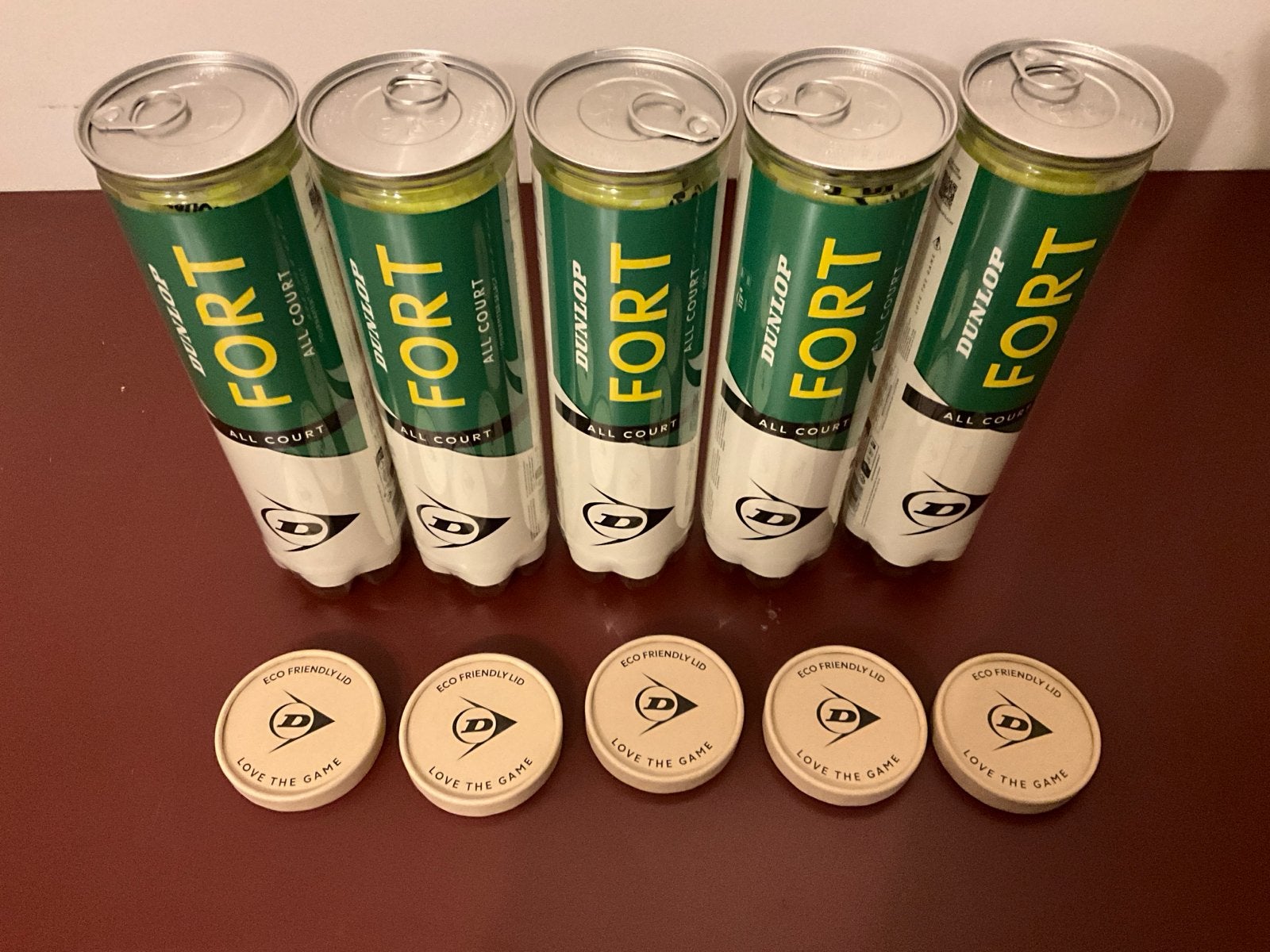 5 blikken Dunlop Fort All Court tennisballen, Ballen, L00, Nieuw, Ophalen of Verzenden