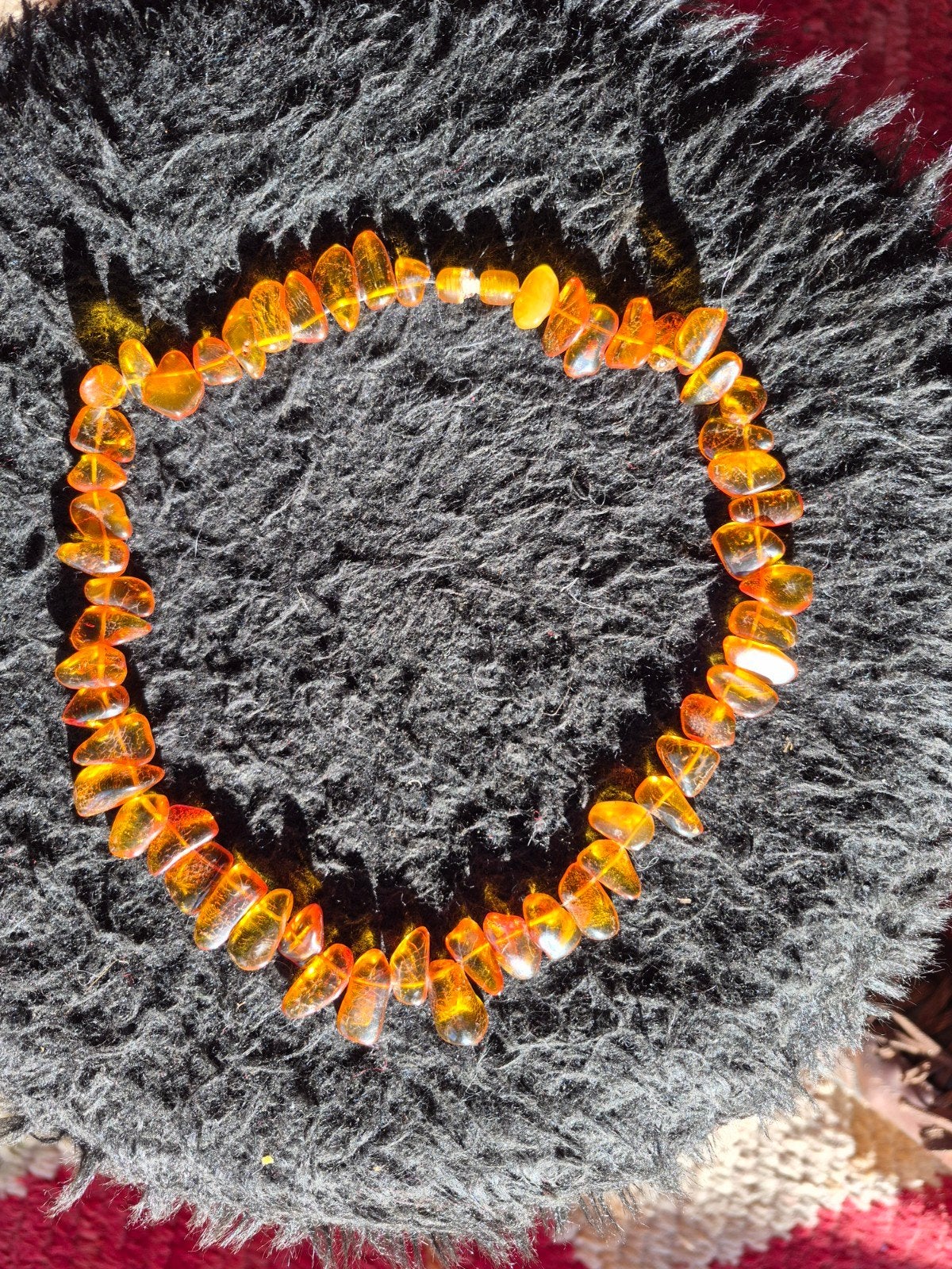 Barnsteen ketting 48 cm met mooie stenen, Gebruikt, Oranje, Ophalen of Verzenden, Steen of Mineraal
