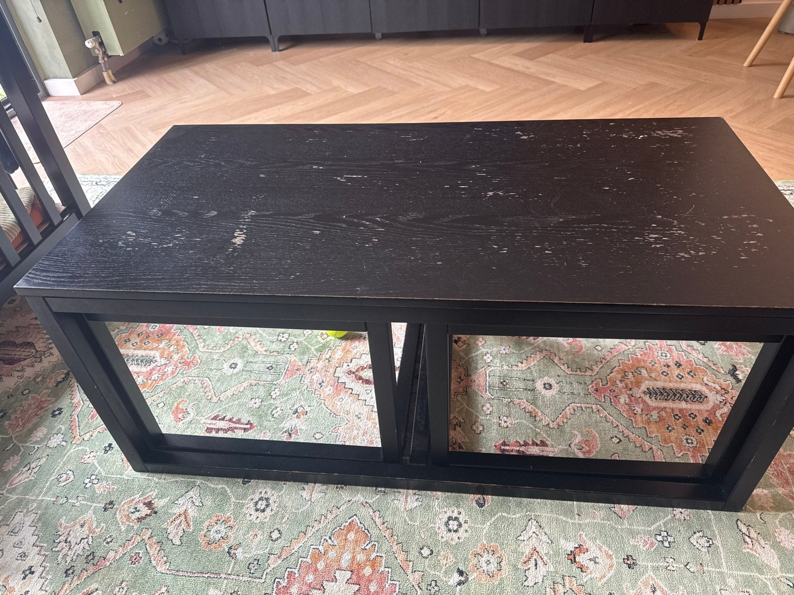 Salontafel Leenbakker Hanestad - Zwart, Huis en Inrichting, Ophalen of Verzenden, Gebruikt, Rechthoekig, Overige houtsoorten