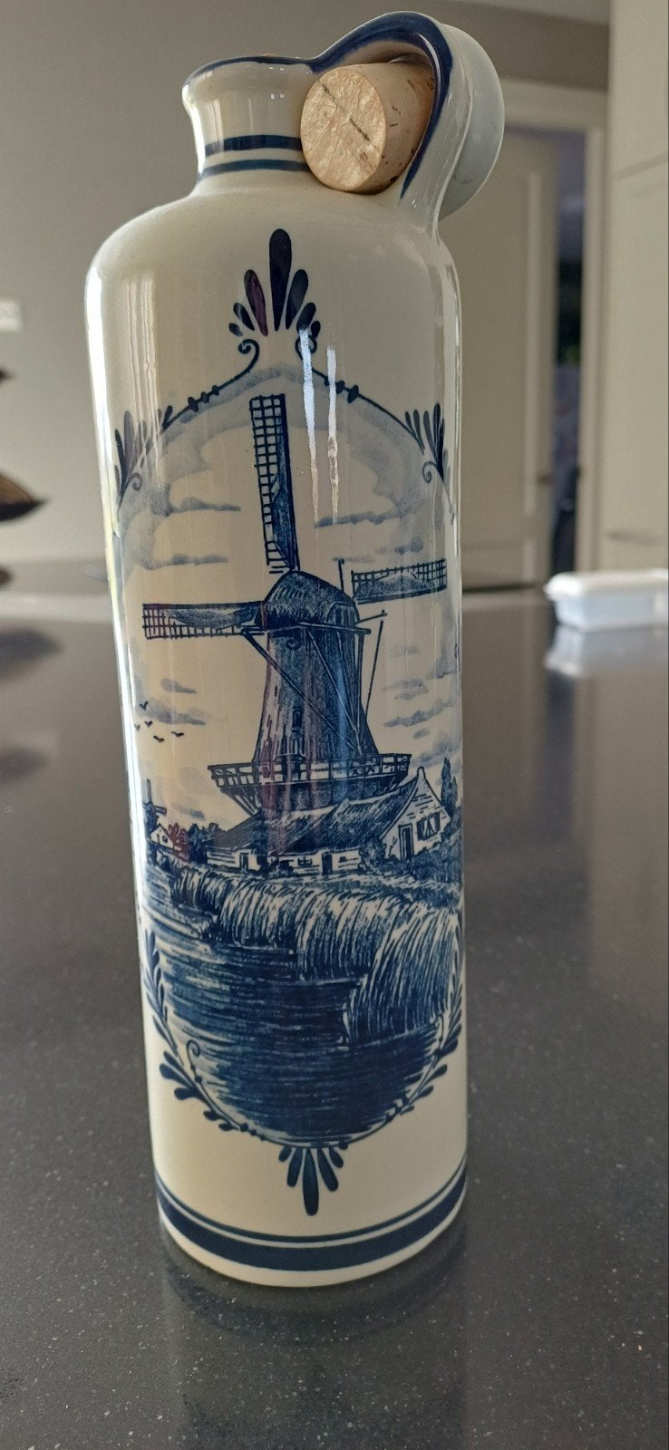 Delfts Blauwe Kruik met Molenlandschap - Claeryn Jenever, Ophalen of Verzenden