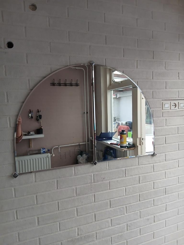 Halfronde spiegel R=60cm, Huis en Inrichting, Woonaccessoires | Spiegels, Ophalen, Gebruikt, 75 tot 100 cm, Minder dan 100 cm