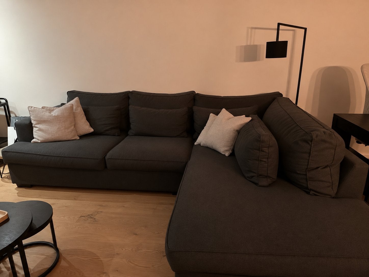 Royale hoekbank grijs. Voor afl. gereinigd en gevuld!, Huis en Inrichting, Ophalen, Gebruikt, Hoekbank, 300 cm of meer