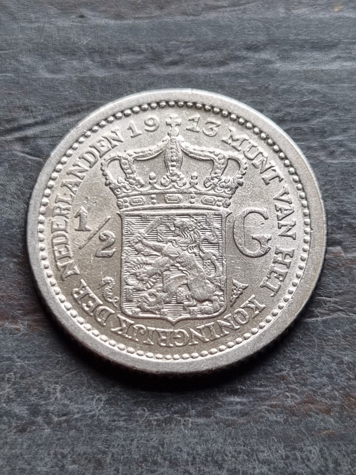 halve gulden 1913 Wilhelmina, Ophalen of Verzenden, Koningin Wilhelmina, ½ gulden, Zilver