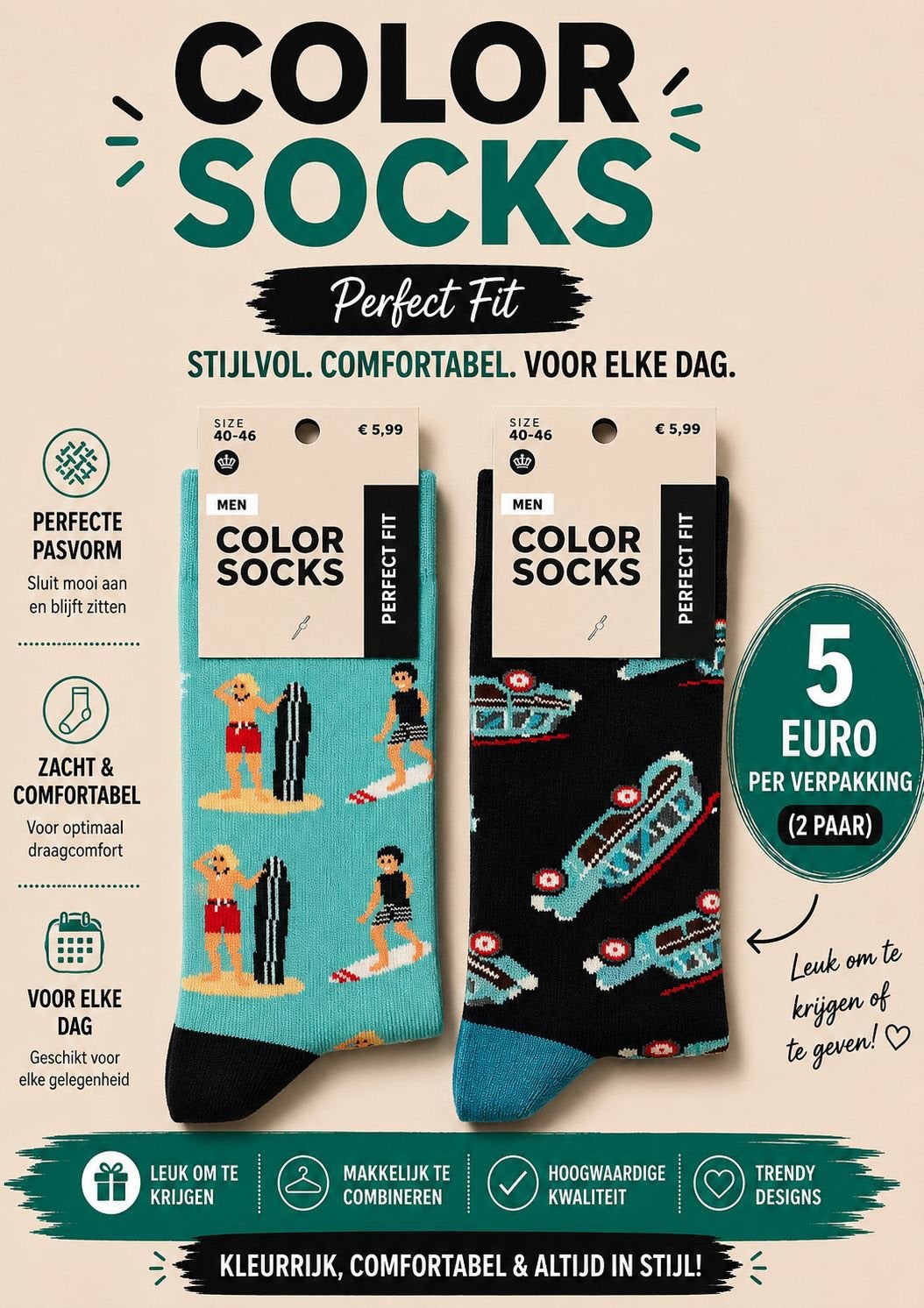 Happy socks 2 pack, Ophalen of Verzenden, Nieuw, Overige maten, Blauw