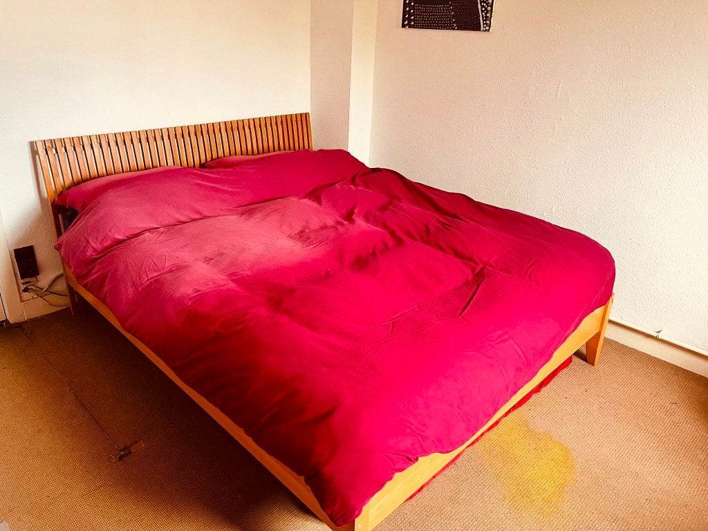 IKEA tweepersoonsbed 160x200 cm inclusief matrassen, Ophalen, Gebruikt, Bruin, Tweepersoons