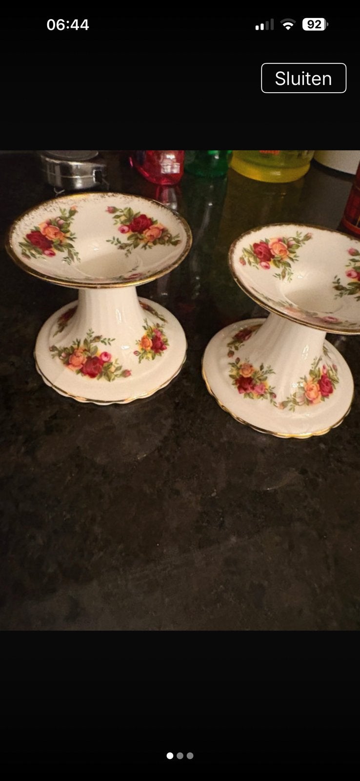 2 kandelaars van old country rose, Ophalen