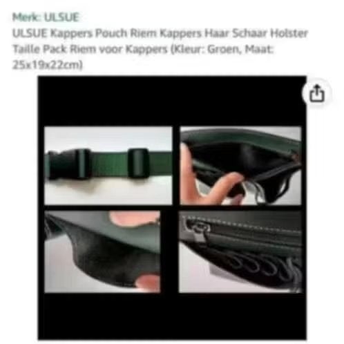 NIEUW! ULSUE kappers pouch riem groen 25x19x22 €13,99, Ophalen of Verzenden, Nieuw, Overige kleuren, Minder dan 95 cm