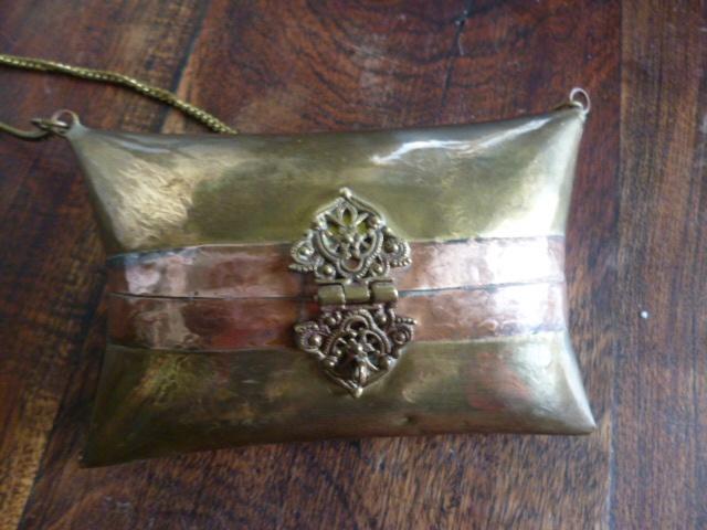 geel koperen avondtasje uit India 15 x 9 cm, Ophalen of Verzenden