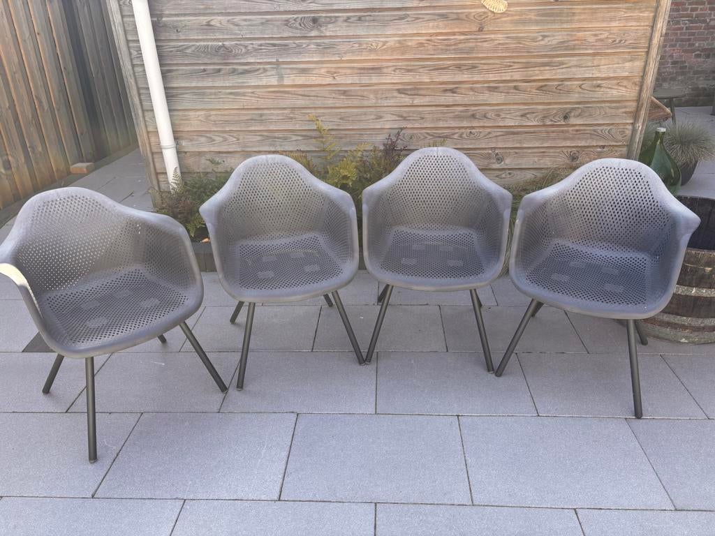 4 antraciet tuinstoelen intratuin, Tuin en Terras, Ophalen, Gebruikt, Aluminium