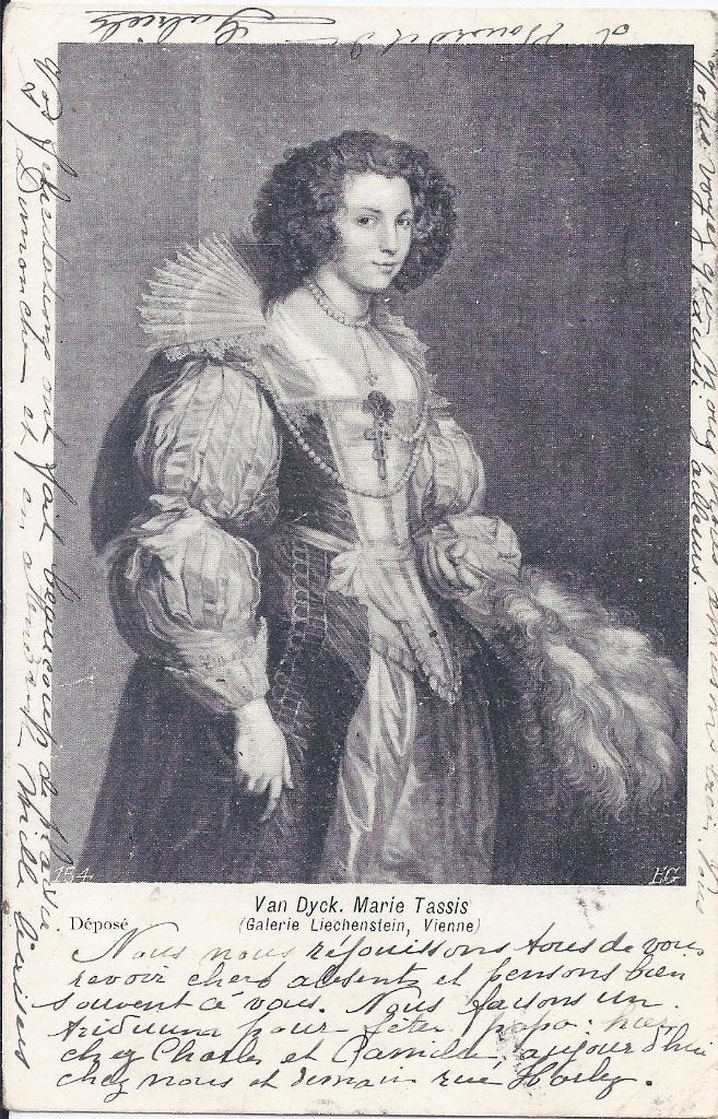 A350 Ansichtkaart Anthony Van Dyck "Marie-Louise De Tassis", Ophalen of Verzenden, 1940 tot 1960, Gelopen, Sterren en Beroemdheden