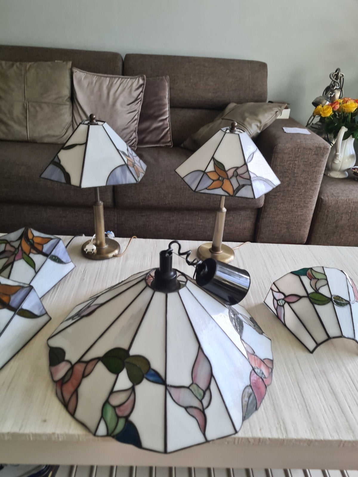 Mooie set Tiffany-stijl lampen, Ophalen, Overige merken, Meerkleurig, E27 (groot)