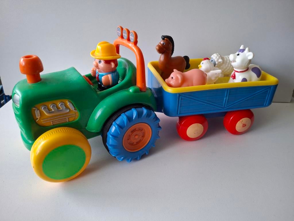 Zelfrijdende tractor met licht en geluid. Boer en dieren., Ophalen of Verzenden, Auto of Voertuig, Met licht