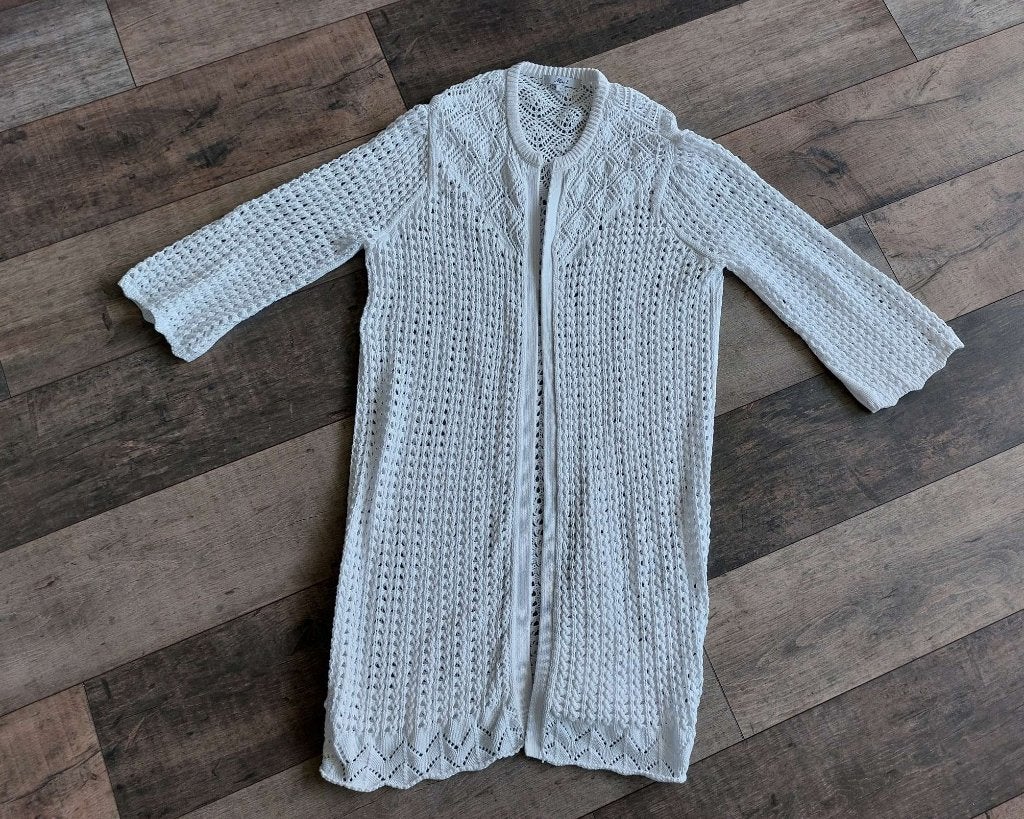 Prachtig Miss Etam zomervest lang wit gehaakt vest M, Maat 38/40 (M), Wit, Ophalen of Verzenden, Zo goed als nieuw