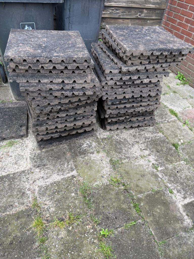 Rubberen tegels/stalmatten, Tuin en Terras, Tegels en Klinkers, Ophalen, Gebruikt, Rubber, Overige typen