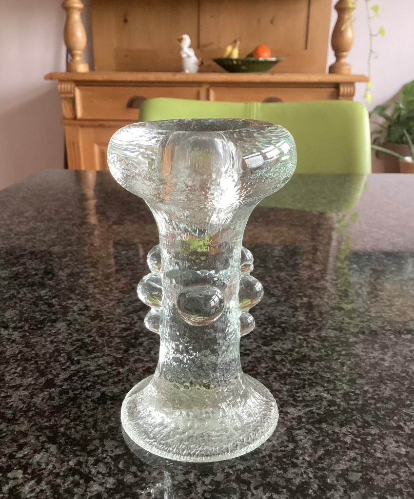 Kandelaar, glas, Pukeberg, Gellerstedt, vintage, Antiek en Kunst, Ophalen