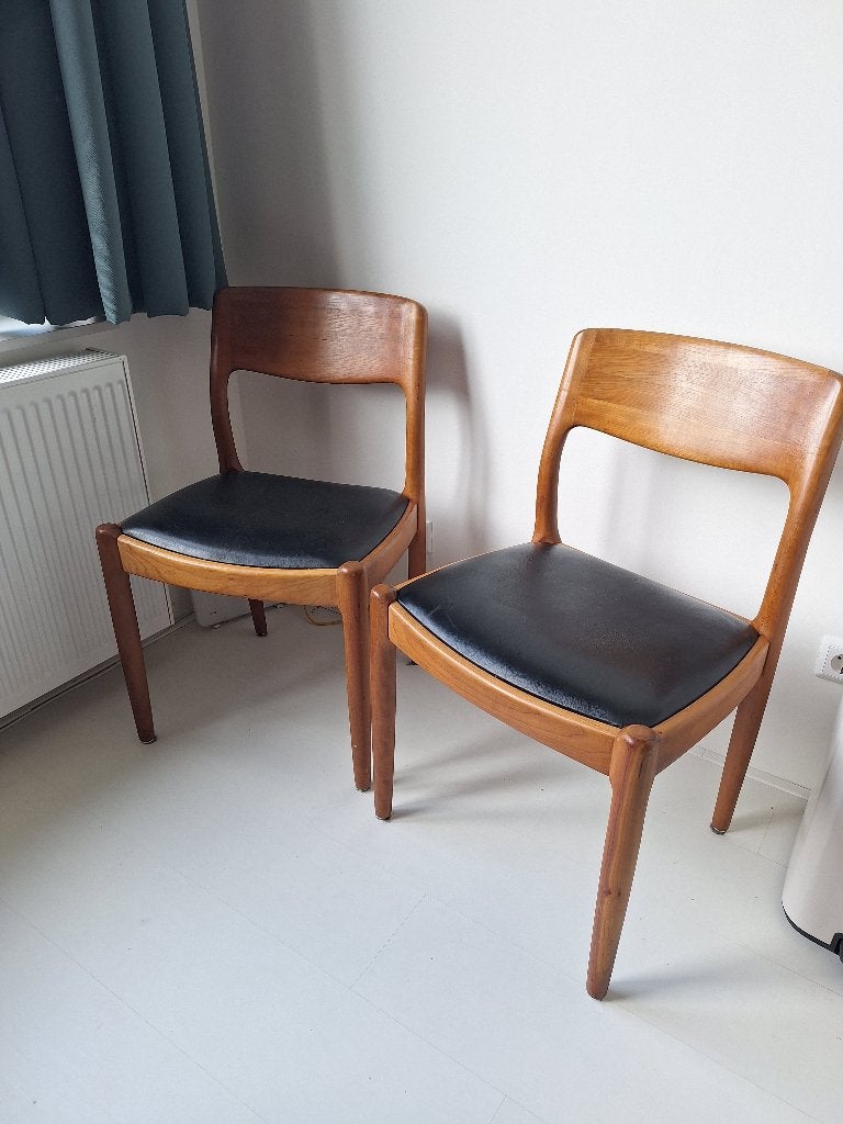 Juul Kristensen JK Denmark stoel mid century Deens Design, Ophalen, Gebruikt, Twee, Bruin