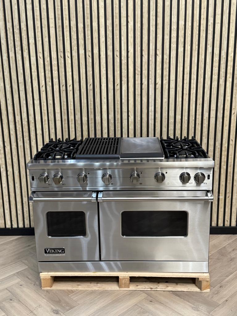 Luxe Viking 121cm Inox Gas met Krachtige Branders + bakplaat, Witgoed en Apparatuur, Warmhoudplaat, 60 cm of meer, Ophalen of Verzenden