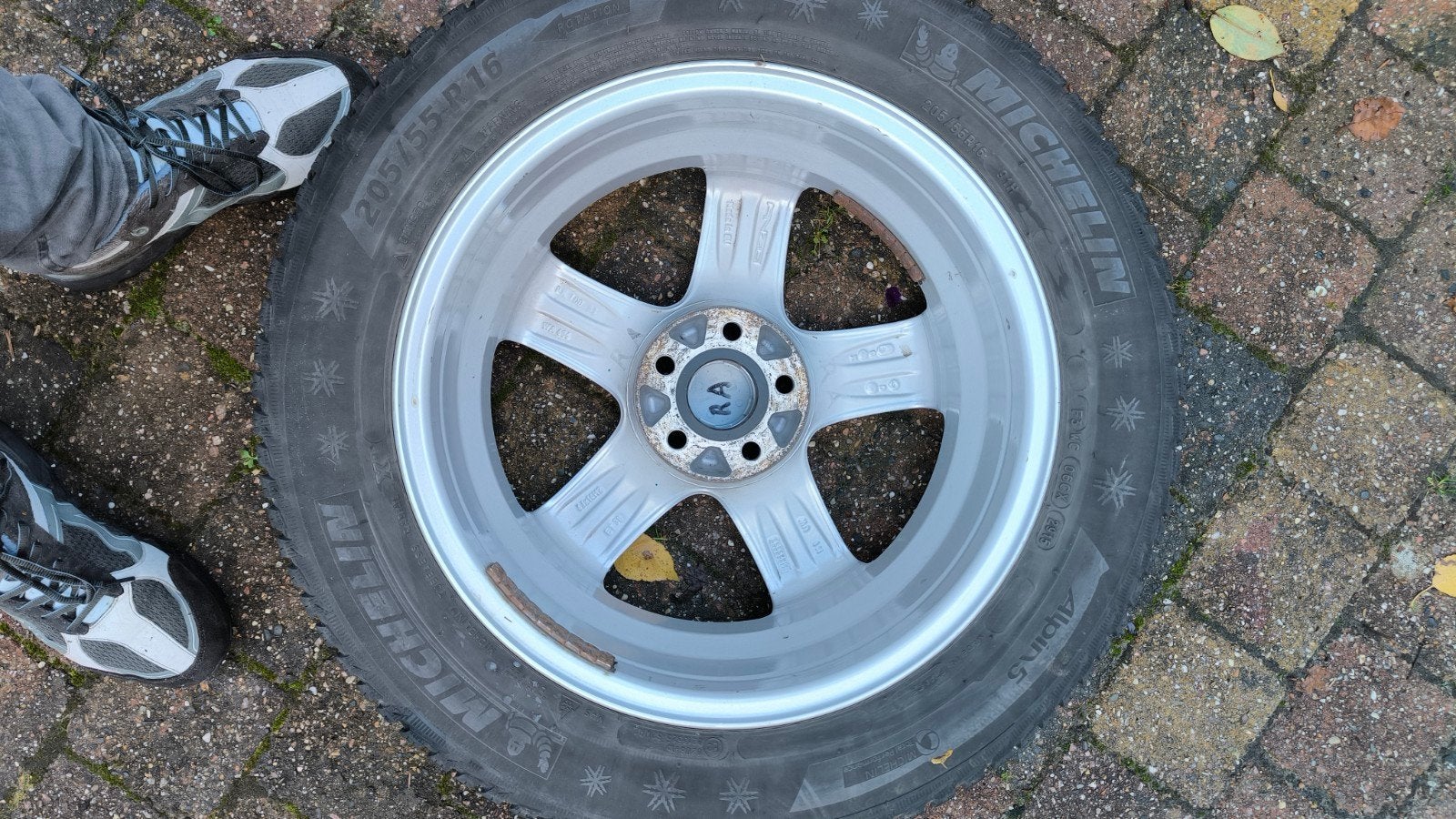 4x Michelin Alpin5 205/55 R16 winterbanden op lichtm. velgen, Ophalen, Gebruikt, 16 inch, Banden en Velgen