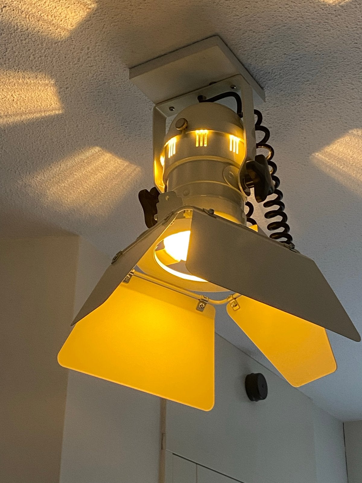 3 stuks Vintage theaterlamp / studiolamp plafondlamp, Metaal, Wit, Overige merken, Gebruikt