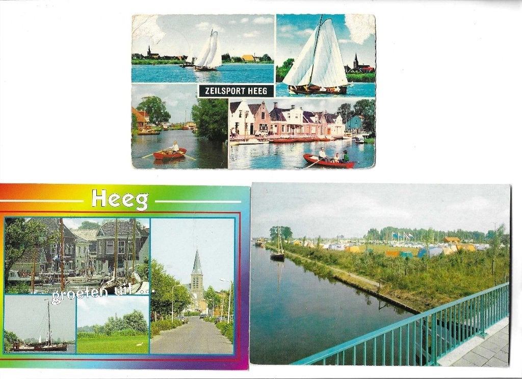 heeg  3x  ook apart  roeiboot  camping  zeilsport friesland, Verzenden, 1960 tot 1980, Gelopen, Friesland