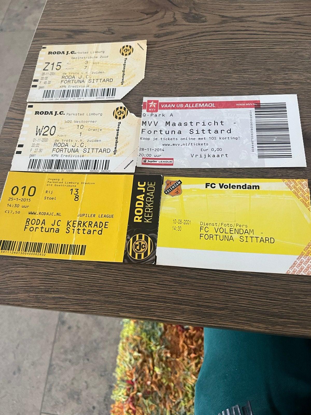5 VERSCHILLENDE TICKETS FORTUNA SITTARD, Ophalen of Verzenden, Zo goed als nieuw, Overige binnenlandse clubs, Overige typen