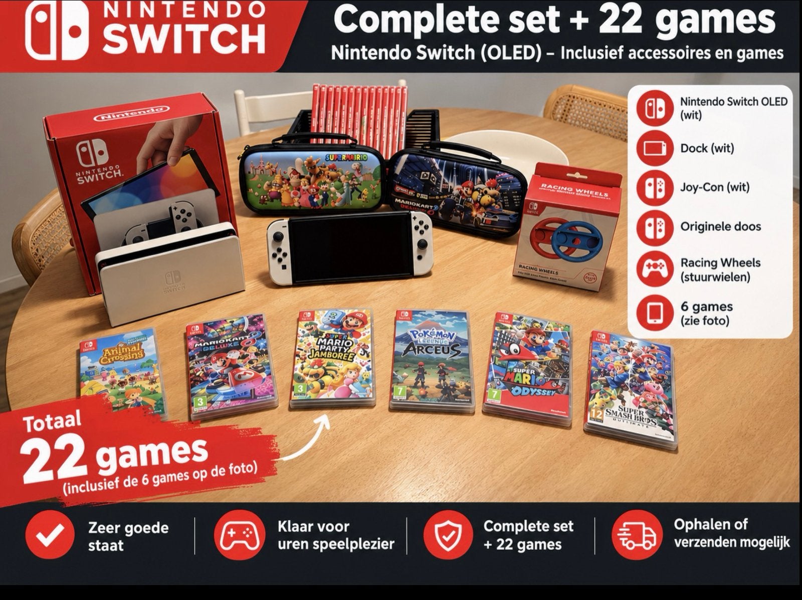 Nintendo Switch OLED - Complete set + 22 games