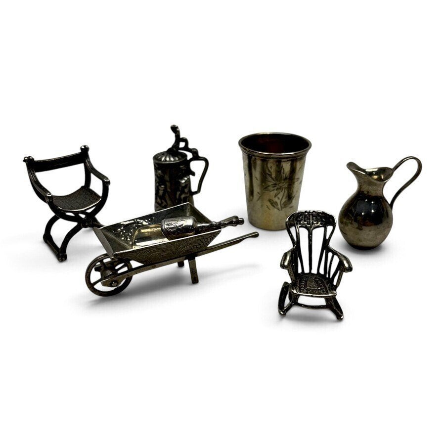 Lot diverse zilveren miniaturen (7x), Antiek en Kunst, Ophalen of Verzenden, Zilver