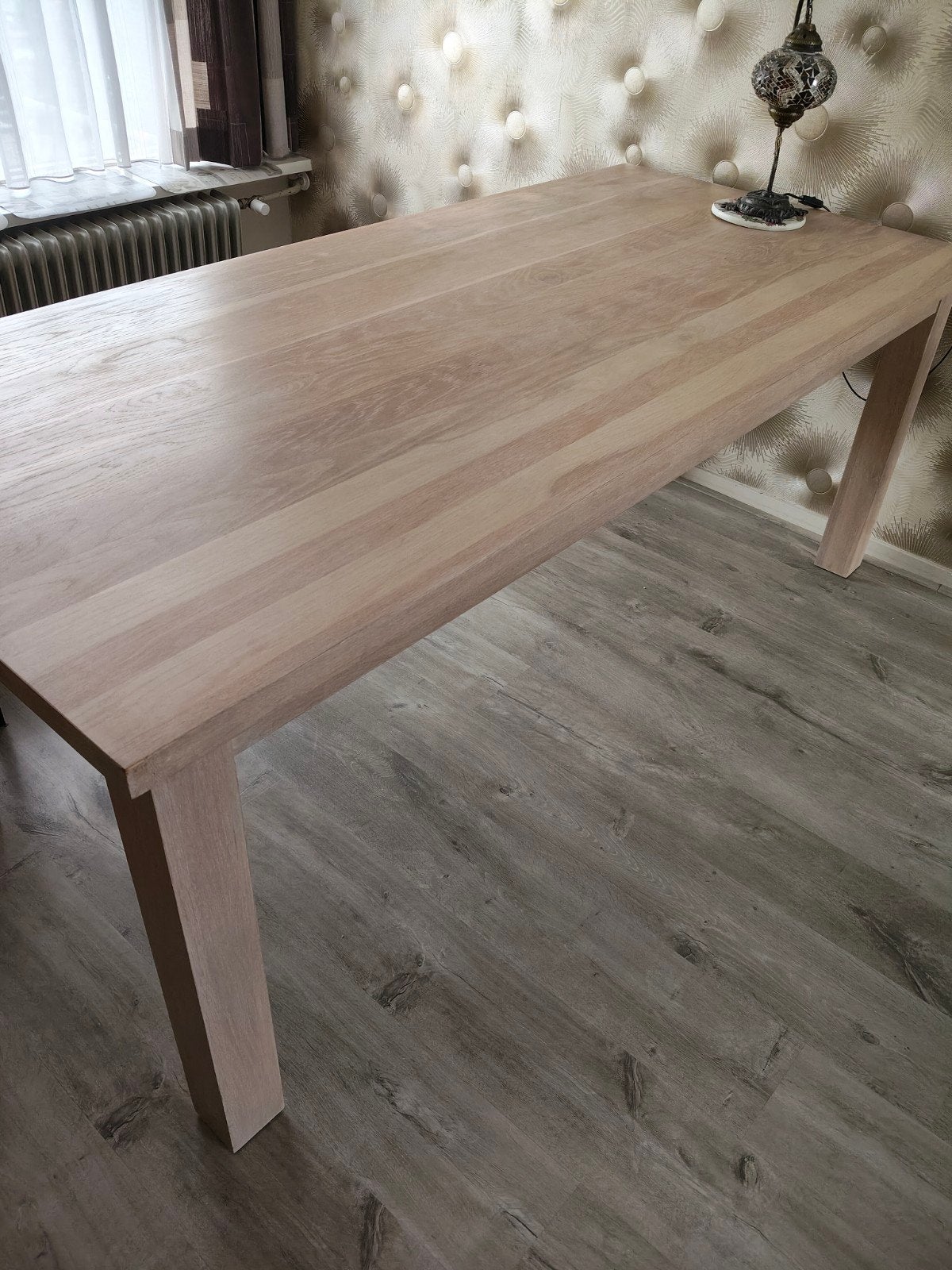 Massief eiken tafel, Huis en Inrichting, Tafels | Eettafels, Ophalen, Rechthoekig, 50 tot 100 cm