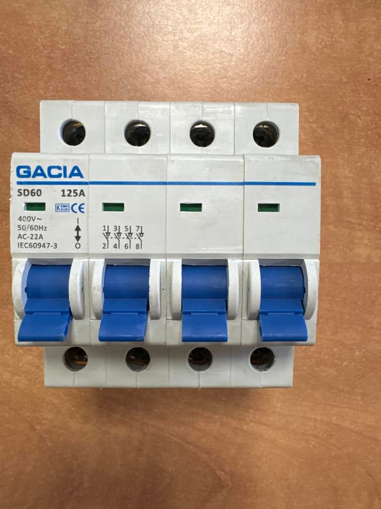 Gacia SD60 125A 400V Stroomonderbreker, Ophalen of Verzenden, Gebruikt, Schakelaar