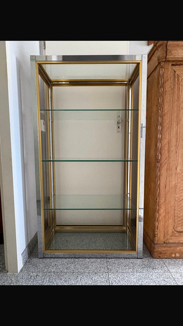Mooie retro vitrine kast, Ophalen, 50 tot 100 cm, Zo goed als nieuw, Metaal
