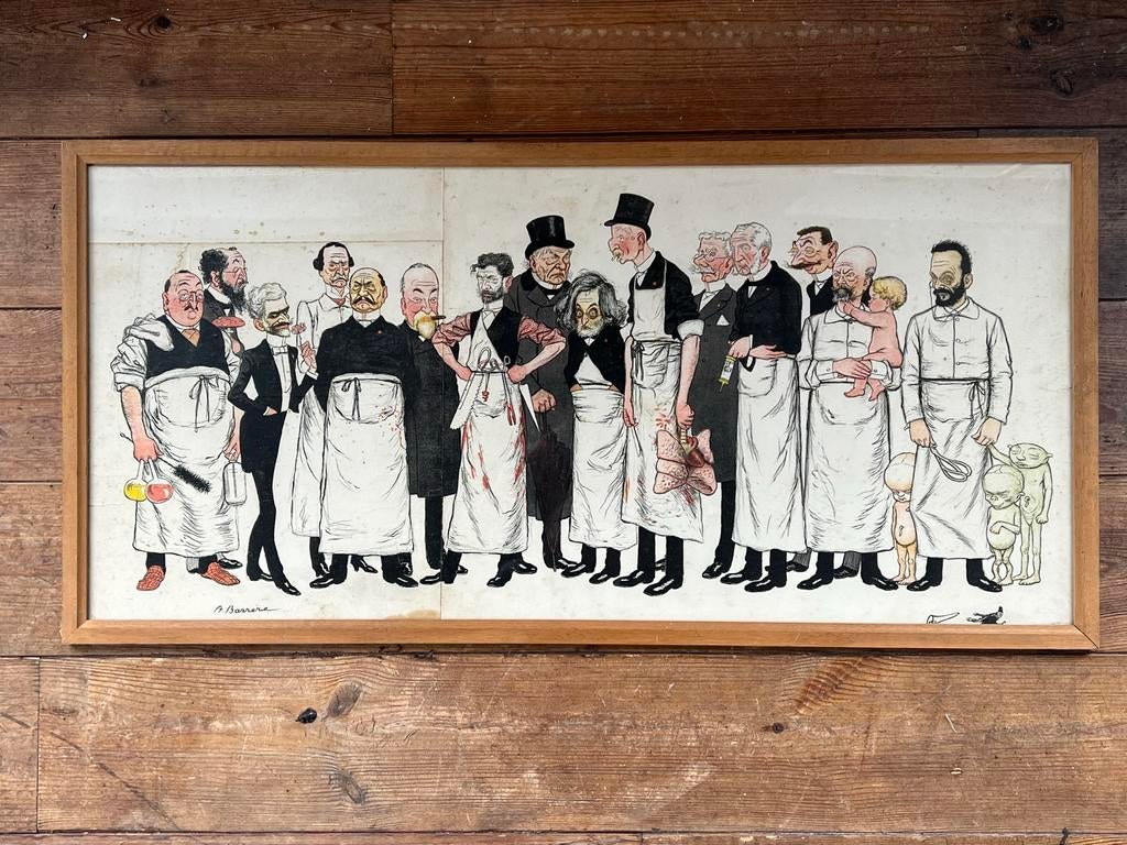 lithografie Adrien Barrère ingelijst Medische faculteit, Ophalen