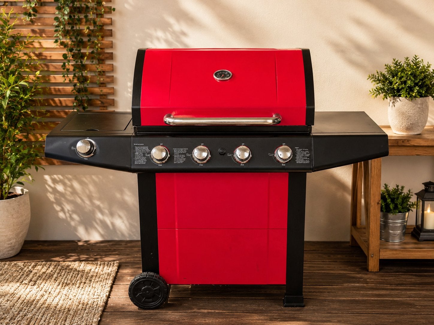 Red & Black Gas BBQ Grill – Large Outdoor Barbecue, Ophalen, Zo goed als nieuw