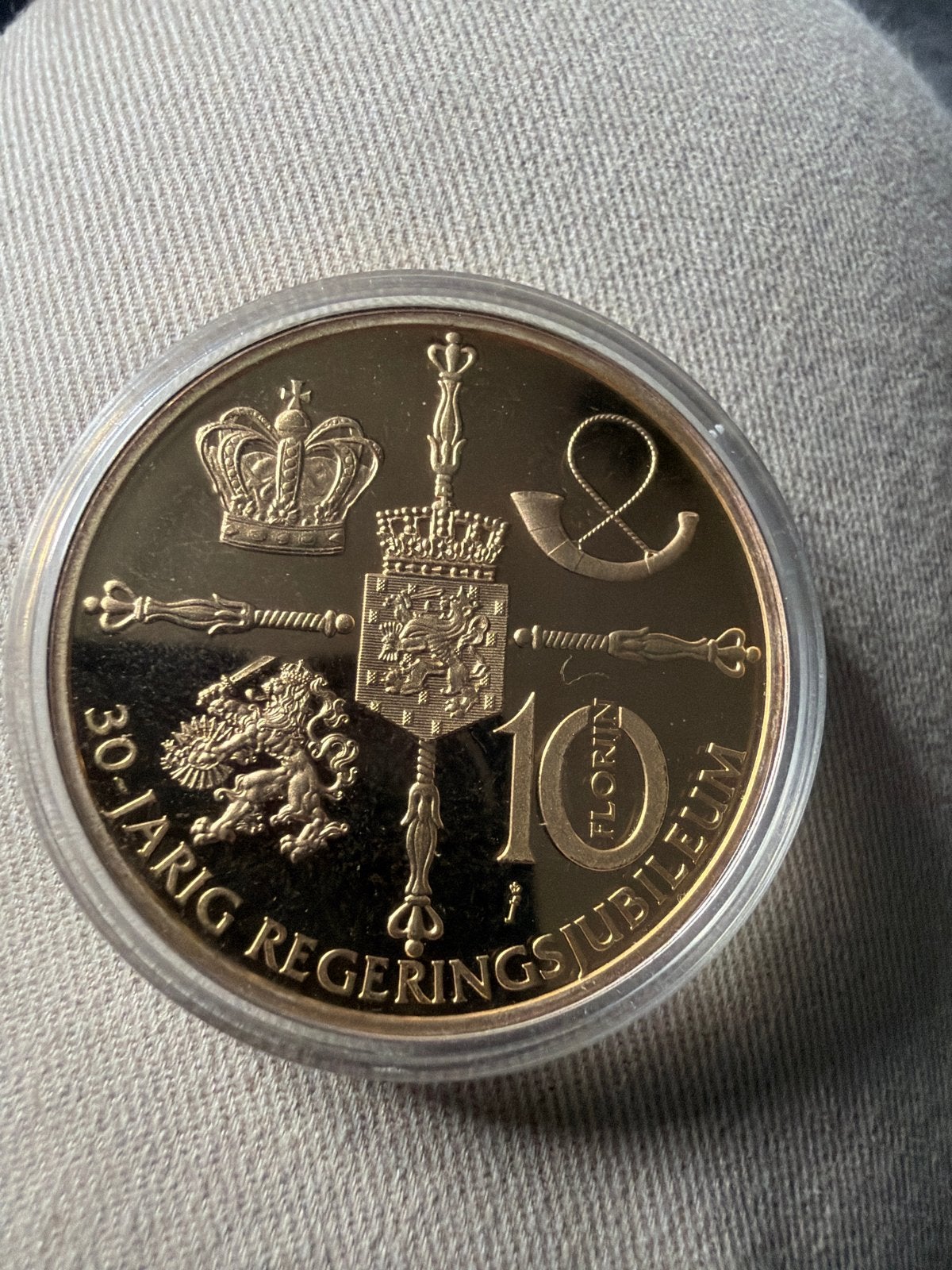 Gouden 10 Florin 30-jarig Regeringsjubileum Beatrix, Koningin Beatrix, Losse munt, 10 gulden, Goud