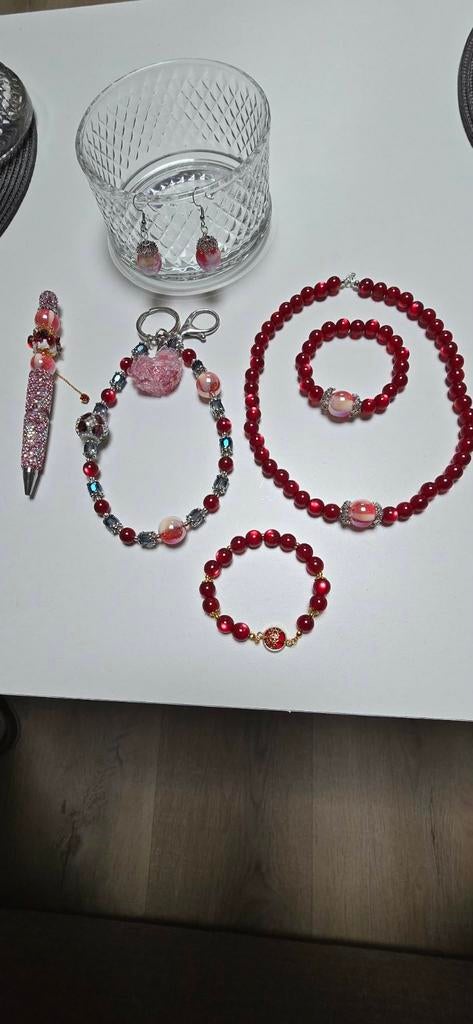 Handgemaakte Sieradenset met Levende Kralen, Sieraden, Tassen en Uiterlijk, Ophalen of Verzenden