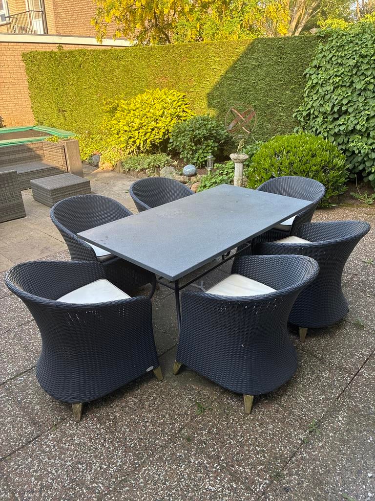 Tuinset met 6 stoelen en tafel, Tuin en Terras, Tuinsets en Loungesets, Eettafel, 6 zitplaatsen, Ophalen of Verzenden, Zo goed als nieuw