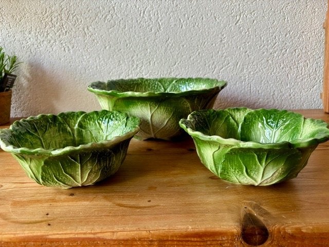 Sla servies grote schaal en 2 kleinere met bestek, Ophalen of Verzenden, Overige stijlen, Aardewerk, Schaal of Schalen