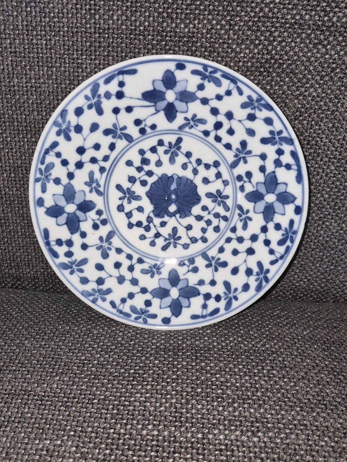 Antiek Chinees Blauw-Wit Porseleinen Bordje  Handgeschilderd, Ophalen of Verzenden