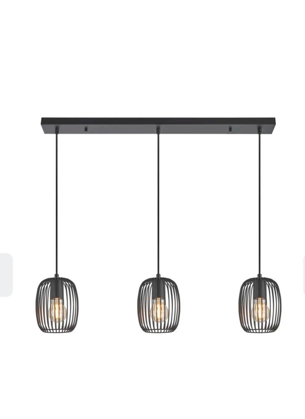 Hanglamp 3-lichts zwart metaal - Industrieel design, Ophalen of Verzenden, Zo goed als nieuw, Metaal, E27 (groot)