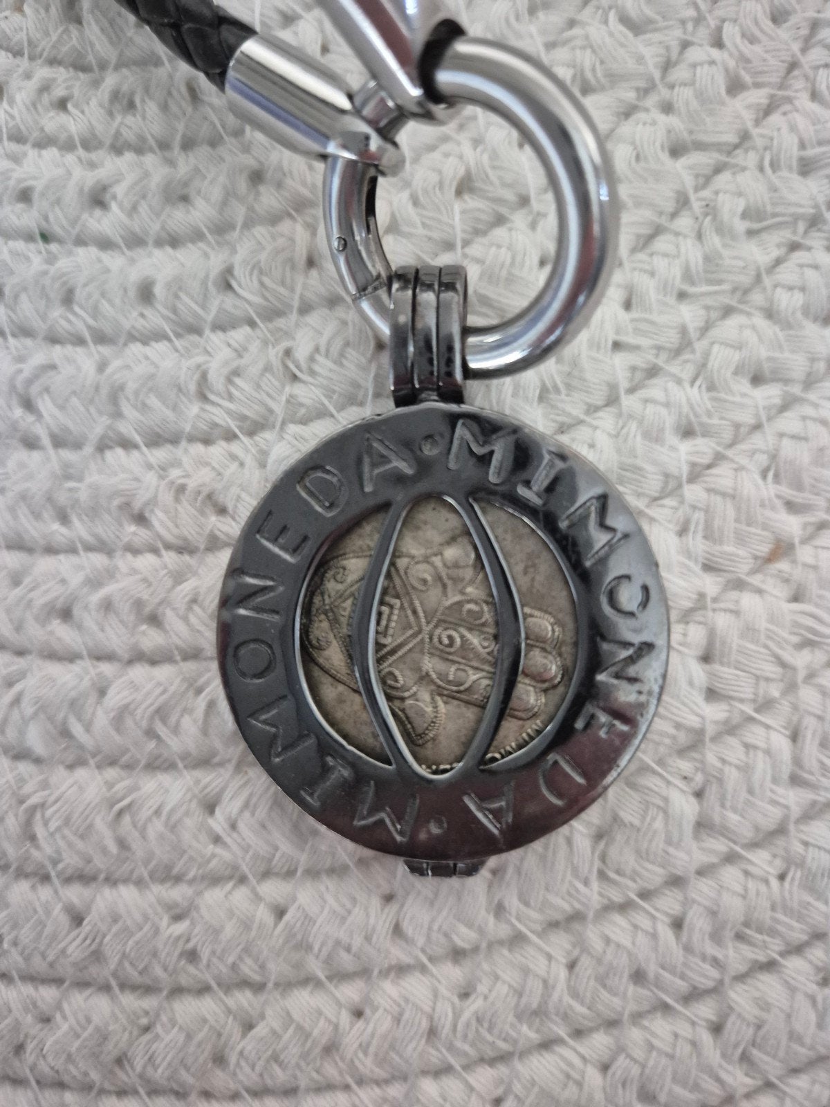 Mimoneda ketting 3 munten met inspirerende tekst, Ophalen of Verzenden