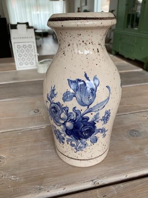 Retro vaas Blauw wit keramiek. Scheurich keramik., Ophalen, Blauw, Aardewerk of Porselein, Zo goed als nieuw