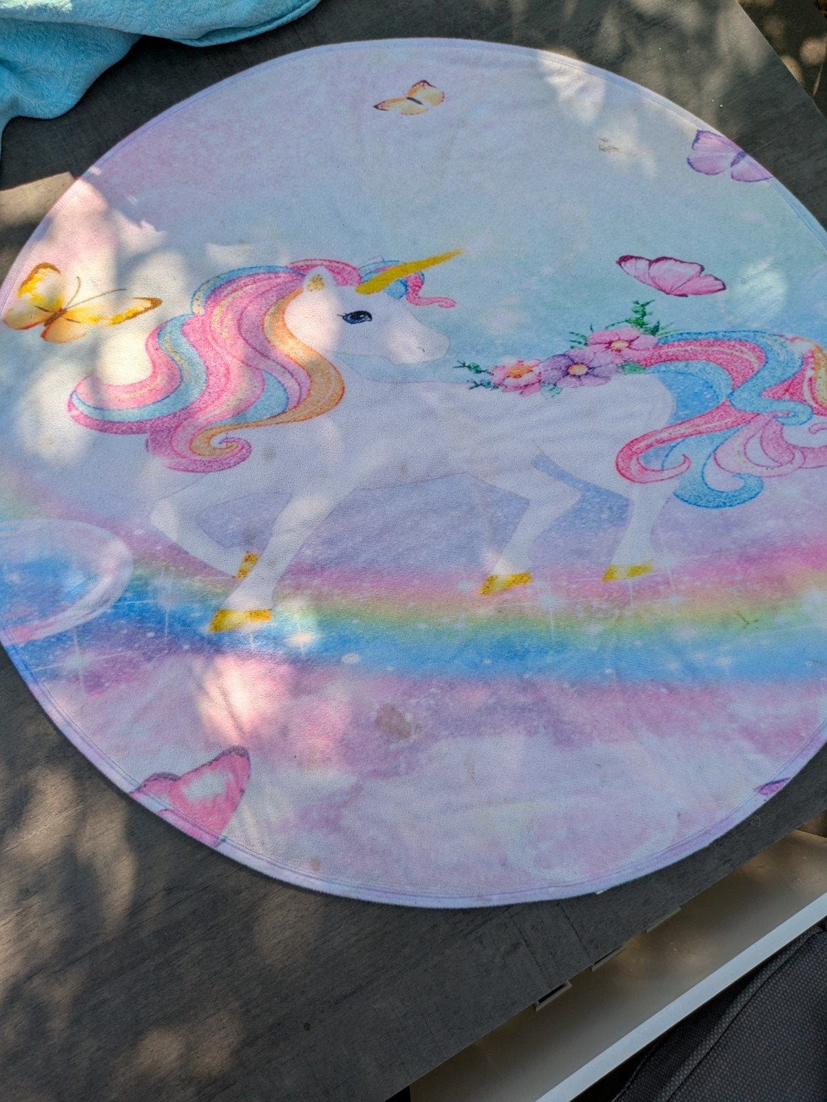 Vloerkleed Unicorn - Prima Staat met Klein Vlekje, Minder dan 50 cm, Gebruikt, Rond, Minder dan 50 cm