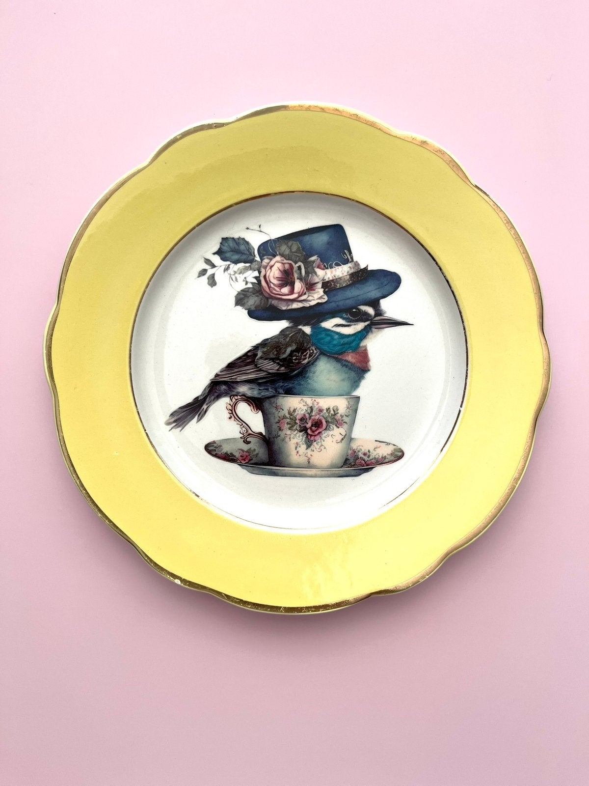 Wandbordje “Vintage Bird”, Meerkleurig, Steen/keramiek, Ophalen of Verzenden, Zo goed als nieuw