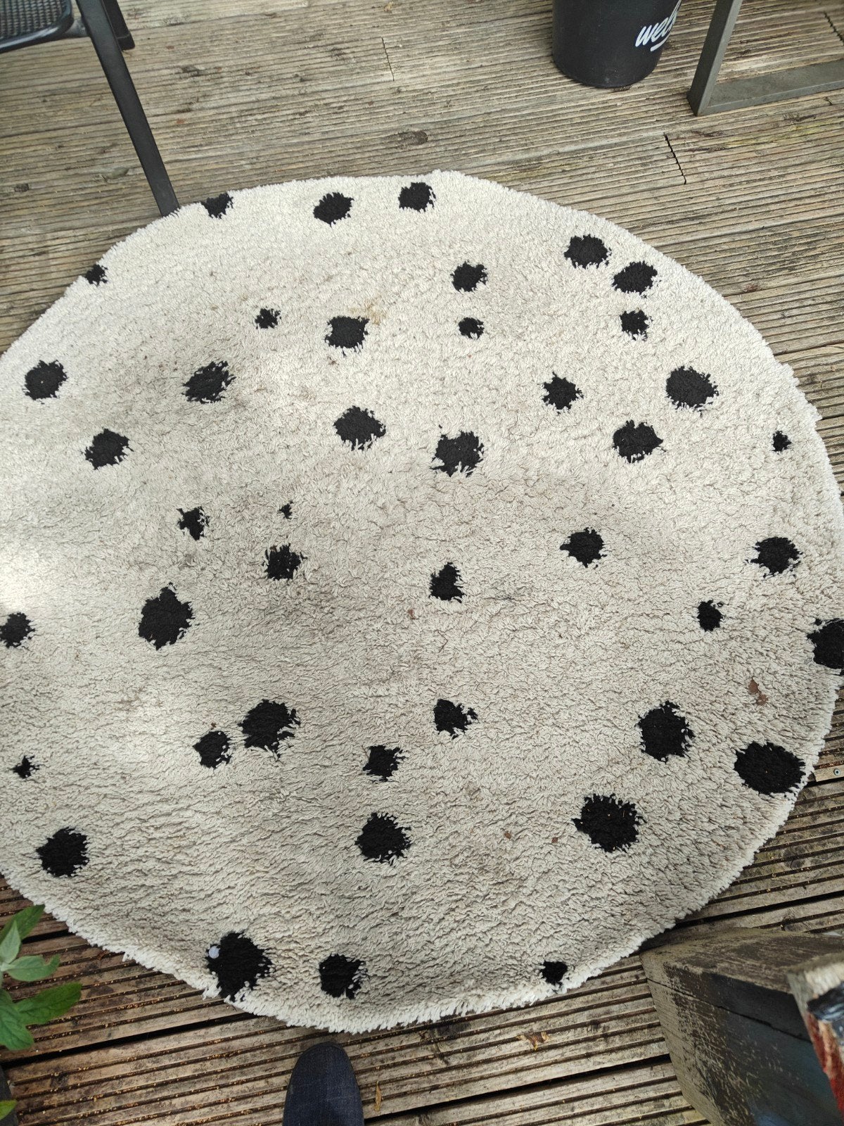 Crèmekleurig vloerkleed met stippen 160x160cm, Ophalen, Gebruikt, 150 tot 200 cm, Vierkant