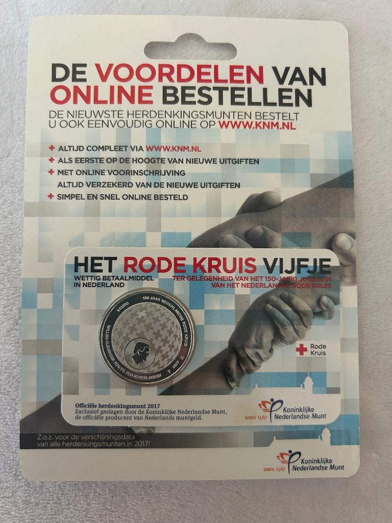 herdenkingsmunt rode kruis 2017 coincard, Verzenden, Koningin Beatrix, Euro's, Losse munt